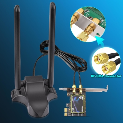 هوائي واي فاي 6E ثلاثي النطاق 2.4GHz 5GHz 6GHz القاعدة المغناطيسية هوائي واي فاي RP-SMA رابط لجهاز كمبيوتر كمبيوتر سطح المكتب جهاز توجيه لاسلكي