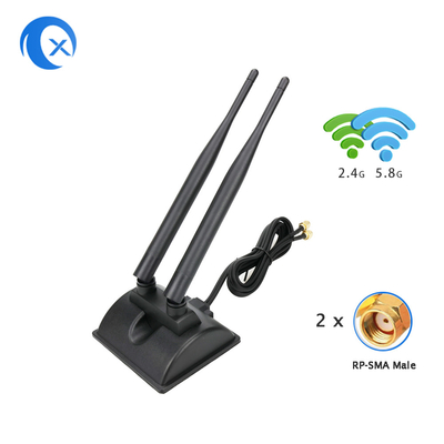 هوائي واي فاي 6dBi مع رابط RP-SMA الذكور 2.4GHz 5GHz القاعدة المغناطيسية المزدوجة النطاق لجهاز التوجيه اللاسلكي واي فاي PCI-E